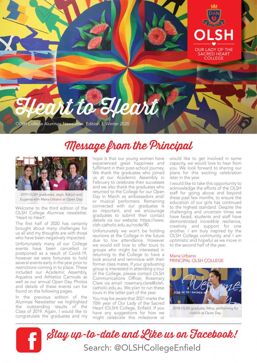 Heart to Heart OLSH College Newsletter edition 3 cover